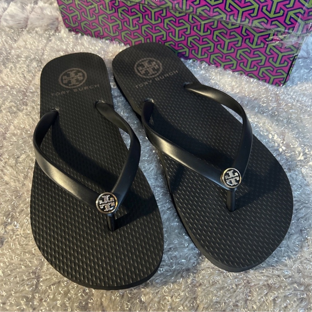New Tory Burch Black Flip Flops